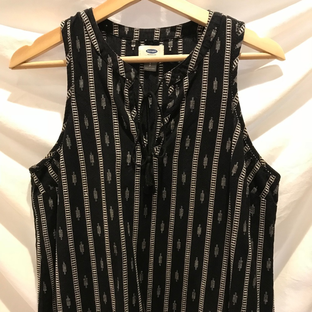 Embroidered Tank Top with Tassels